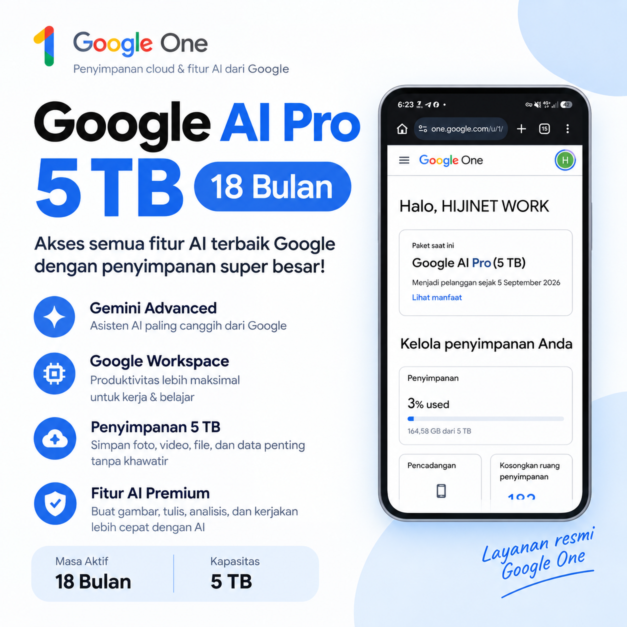 Google AI Pro 5TB 18 Month Invite